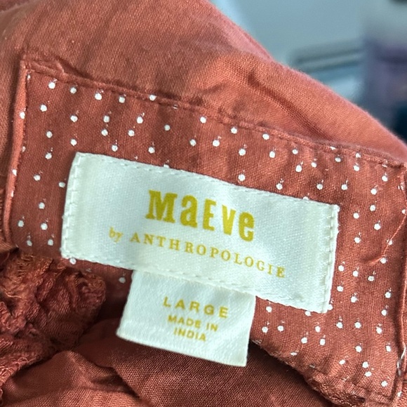 Anthropologie Maeve Twist-Front Linen Blend Mini Dress in Burnt Orange Sz L - Picture 9 of 9